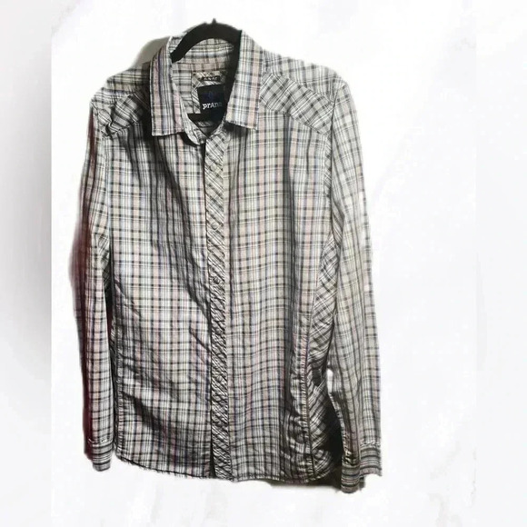 Prana  slim fit western style button down snap button long sleeve shirt L - Picture 1 of 3